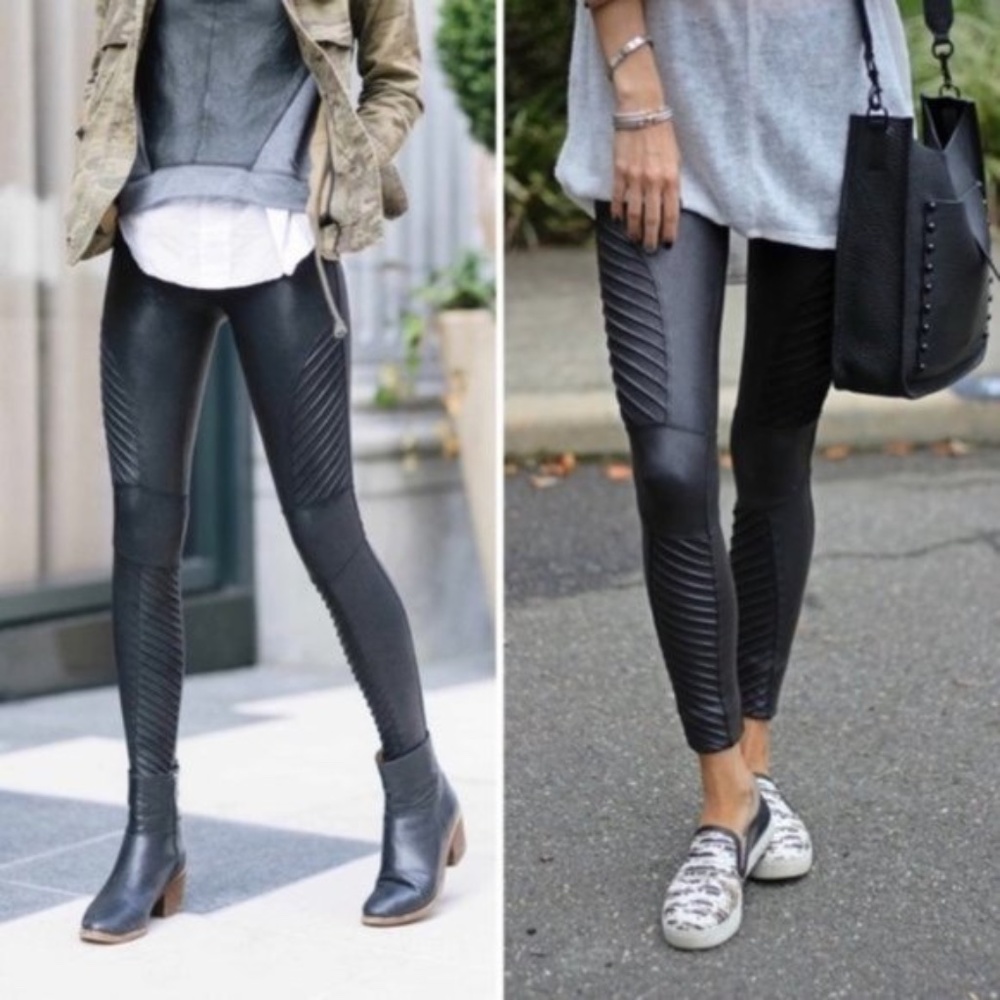 COPY - Spanx Faux Leather Moto Leggings Black L NEW